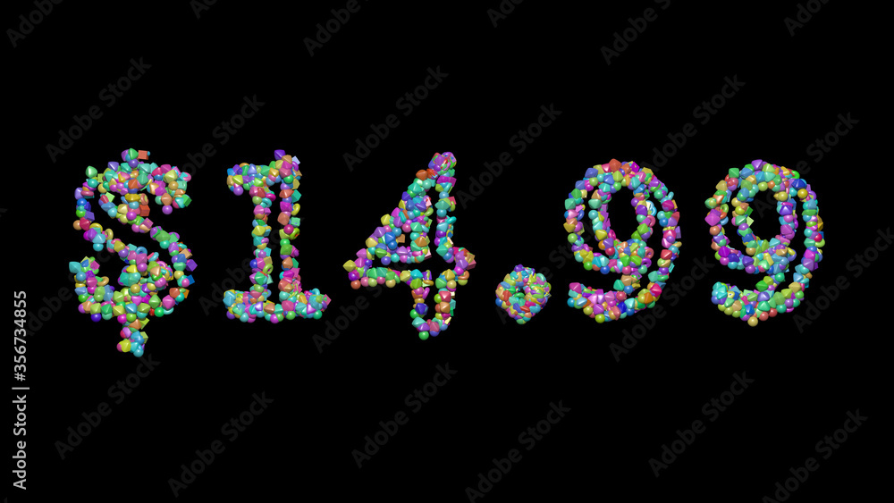 Poster $14.: 3d illustration of the text made of small objects over a black background with shadows