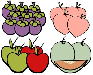 apple mangosteen cantaloupe peach