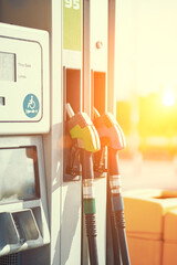 Fuel Pumps at the Petrol Station. Pump pumps in a gas station.