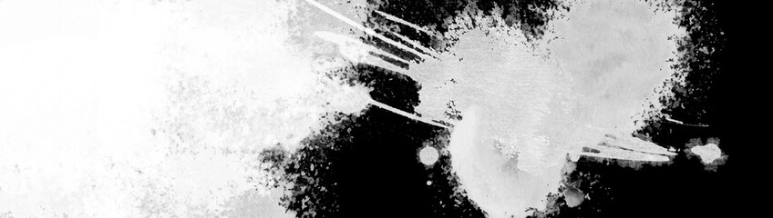 White grunge ink blot. Isolated on black. Abstract smear acrylic and watercolor painted texture paper background.