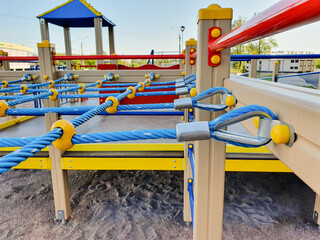 Fastening elements of structures on the bright playground. Life style.