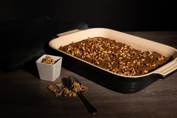 delicious chocolate and zucchini dessert with nuts