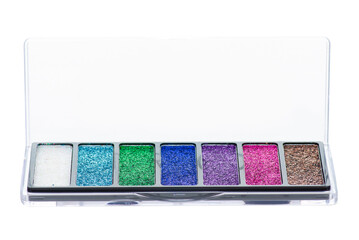 Color glitter shadows beauty on white background isolation
