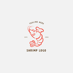 Shrimp, prawn logo vector design, seafood restaurant logo