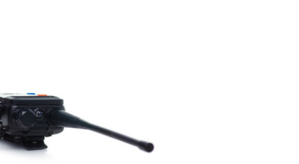 Walkie talkie radio set on white background isolation