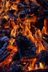 bonfire and flames, embers
