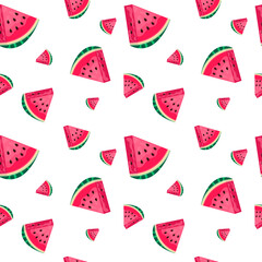 Seamless pattern of watermelon slices
