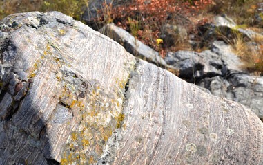 Stones on the bank of a fast river.