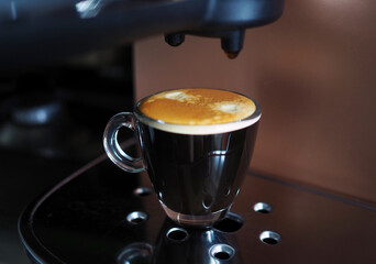 a cup of freshly prepared espresso