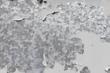 Texture of metal surface with flaking paint. Background idea design, close-up, top view