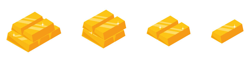 Set of gold bars. The concept of financial success and banking business. Vector illustration
