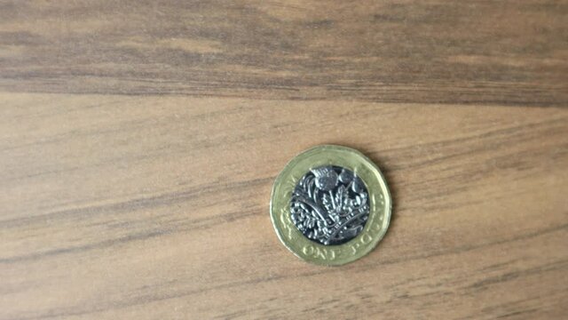 Single Pound Coin Spinning 