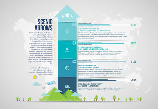 Arrow Infographic with Scenic Illustration