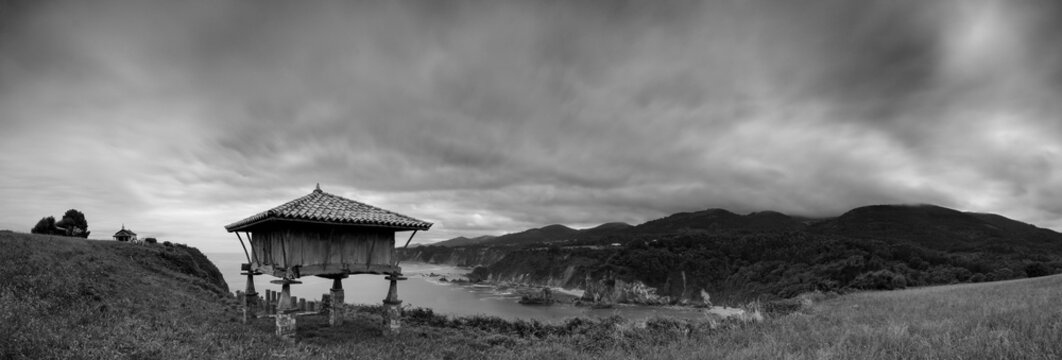 Horreo and hermitage La Regalina, Asturias, Spain