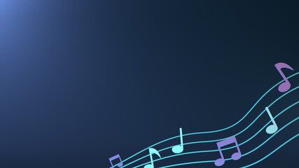 3d illustration of  music sound effect singing song  dance animation notes fly in air cable wire listen hear melody instrument live play pause sing background keys composition classical lessons sheet