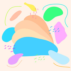 ABSTRACT COLORFUL MEMPHIS STYLE DESIGN BACKGROUND COVER VECTOR.