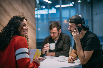 Men and women work in coworking