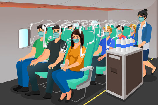 Airplane Travel During Pandemic Vector Illustration