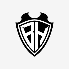 B H initials monogram logo shield designs a modern © gentho