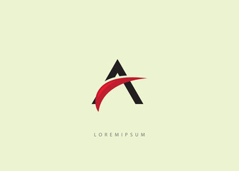 letter A logo template. Initial A and swoosh, road, feather vector illustration