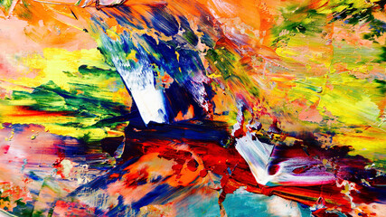 Colorful abstract background wallpaper. Modern motif visual art.  Mixtures of oil paint. Trendy...