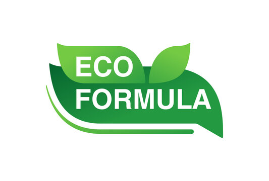 Eco formula stamp - eco-friendly badge in green rounded decoration - for natural food and cosmetics products - isolated vector logo