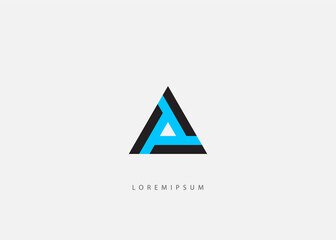 letter A logo template. Initial A, with modern Stripes triangle blue, black vector