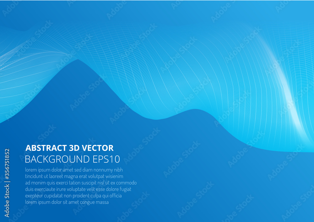 Poster abstract template with space for text. 3d body wave moves in the air.