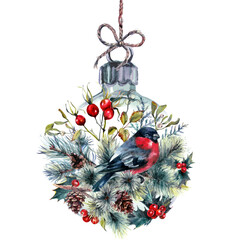 Watercolor Christmas Ball Card - 356752086