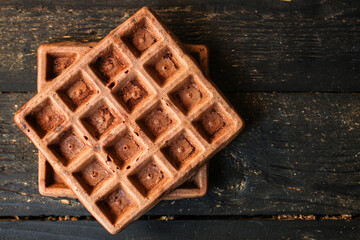 waffles sweet dessert Menu concept healthy food background top view copy space  