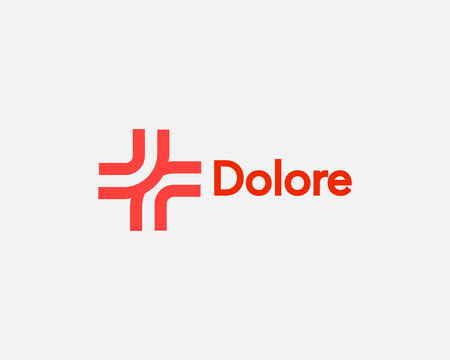 Abstract line medical cross logo design. Plus logotype icon design modern minimal style illustration.