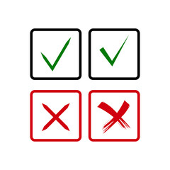 Check and cross mark icon vector