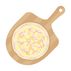 まな板に載せたピザのイラスト