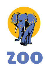 A zoo poster with a big elephant