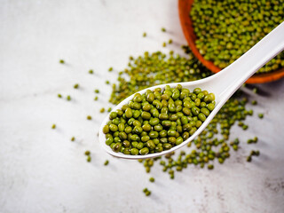 Green bean or mung bean in a spoon 