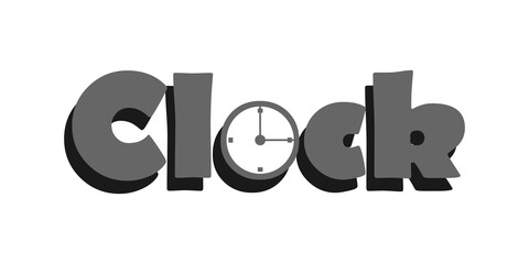 Clock inscription for logo. Vector gray isolated illustration.