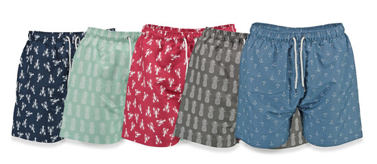  Set of Classic men’s swimwear Sports Quick Dry. Beach shorts Bermudas. Trunks swimming with  print.