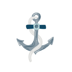 Summer, Beach, Anchor, Seaweed, doodle isolated on a white background. Hand draw cartoon Scandinavian nordic design style for fashion or interior or cover or textile or background.