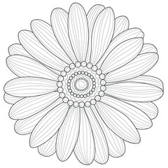 Flower.Coloring book antistress for children and adults. Illustration isolated on white background.Black and white drawing.Zen-tangle style.
