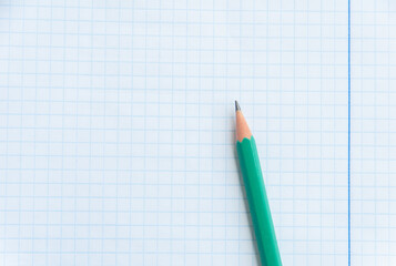 Back to school, education concept. Top view of notebook page and pencil for design a mockup. Education and business concept. Close up. Flat lay. Copy space