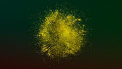 Explosion de arena en donfo rojo y verde, fondo de pantalla o fondo de diseño