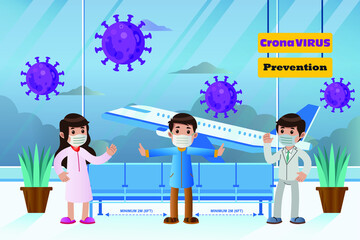 Social Distancing, Together concept  for containing corona virus outbreak - health and Medical-Minimal modern design illustrator vector, safe distance of 2 meters or 6 feet illustration Artwork Design