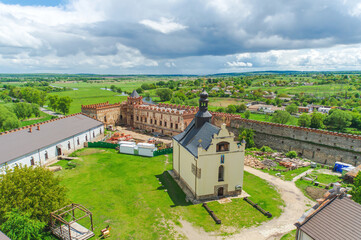 Old fortress and church in the village of Medzhibizh Ukraine preserved in its original form, top...