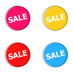 Sale round banner set. Special offer symbol collection vector illustration isolated on white.