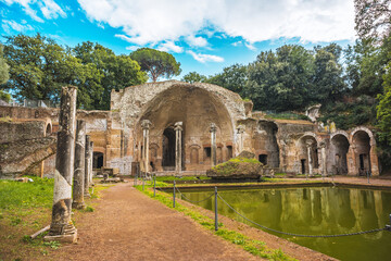 Villa Adriana or Hadrian's Villa. Roman archaeological complex at Tivoli, Italy