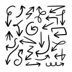 Vector rough hand drawn arrows isolated on white background