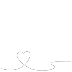 Valentines day background with heart one line, vector