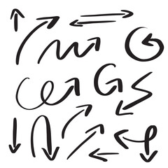 Vector rough hand drawn arrows isolated on white background