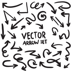 Vector rough hand drawn arrows isolated on white background