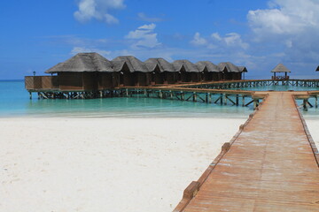 Houses on the water. Amazing Maldives. Beautiful clear water.